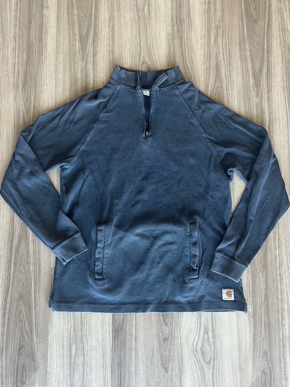 Vintage Carhartt Men’s Navy Quarter-Zip Pullover Sweatshirt
